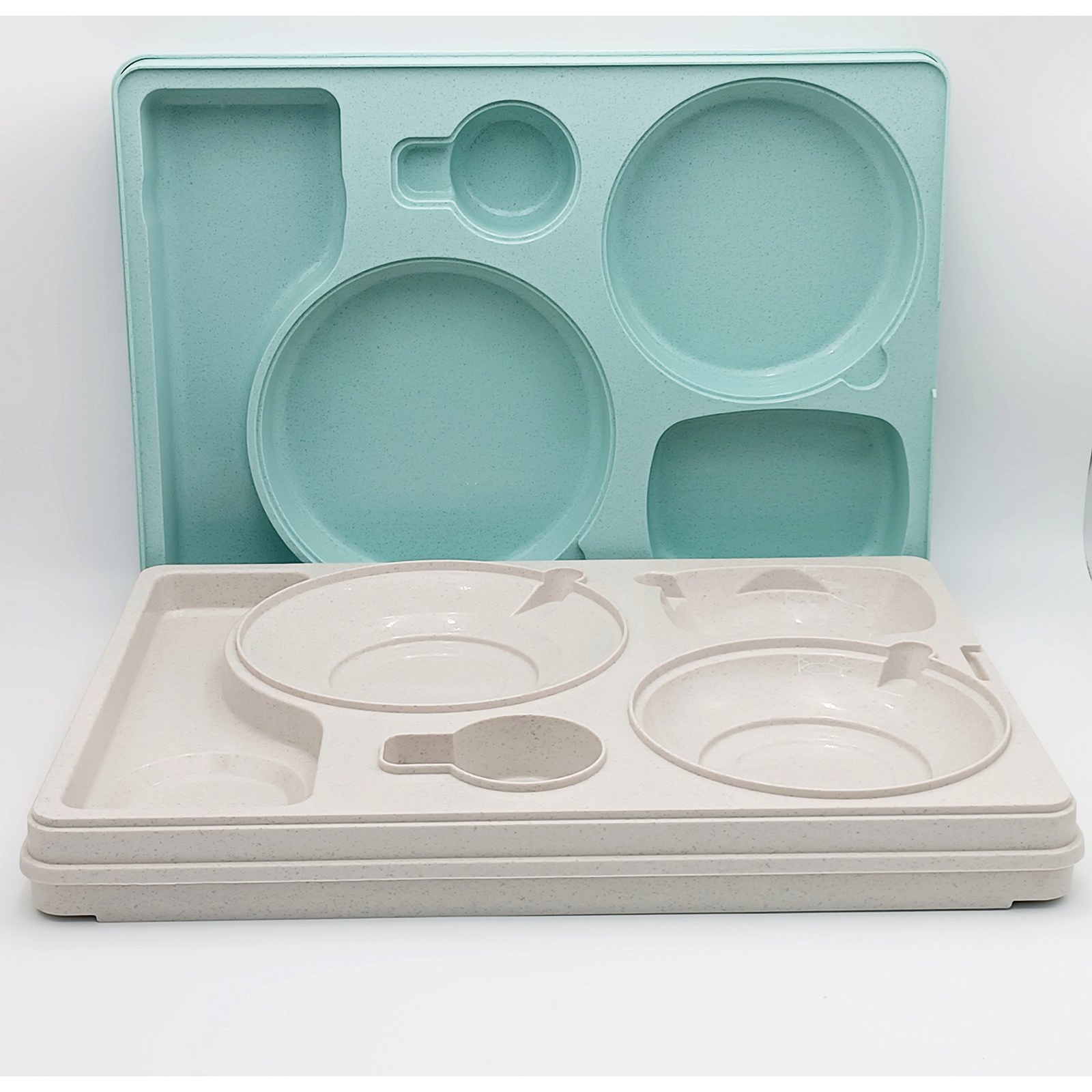 Термоподнос на 5 отделений, 540 x 380 x 120 mm TT-005N Gastro Plast PE Зелено-кремовый