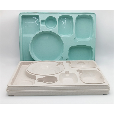 Термопіднос на 6 відділень, 540 x 380 x 120 mm TT--006N Gastro Plast PE Зелено-кремовий