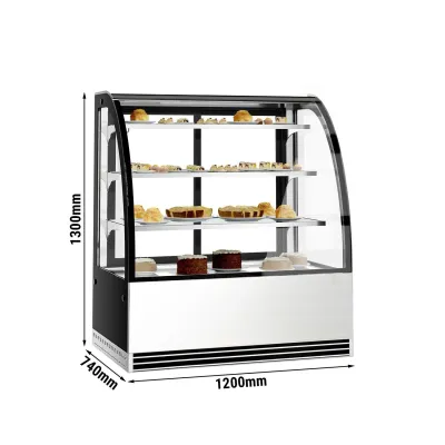 Витрина кондитерская 1,2 m - 3 полки - с гнутым стеклом (LED) GGM Gastro KTH12713R