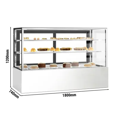 Витрина кондитерская 1,8 m - 2 полки - прямое стекло (LED) GGM Gastro KTH18712A