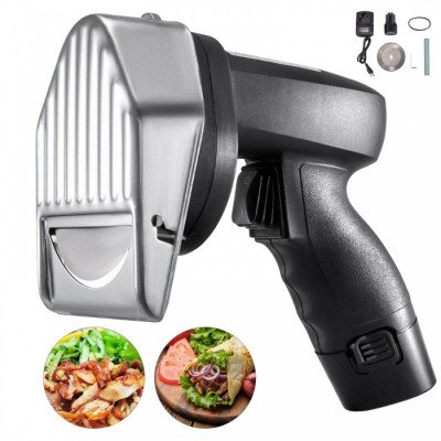Аккумуляторный нож для шаурмы VEVOR, 110 В, аккумулятор, профессиональный слайсер для турецкого кебаба, беспроводной коммерческий гироскопический нож