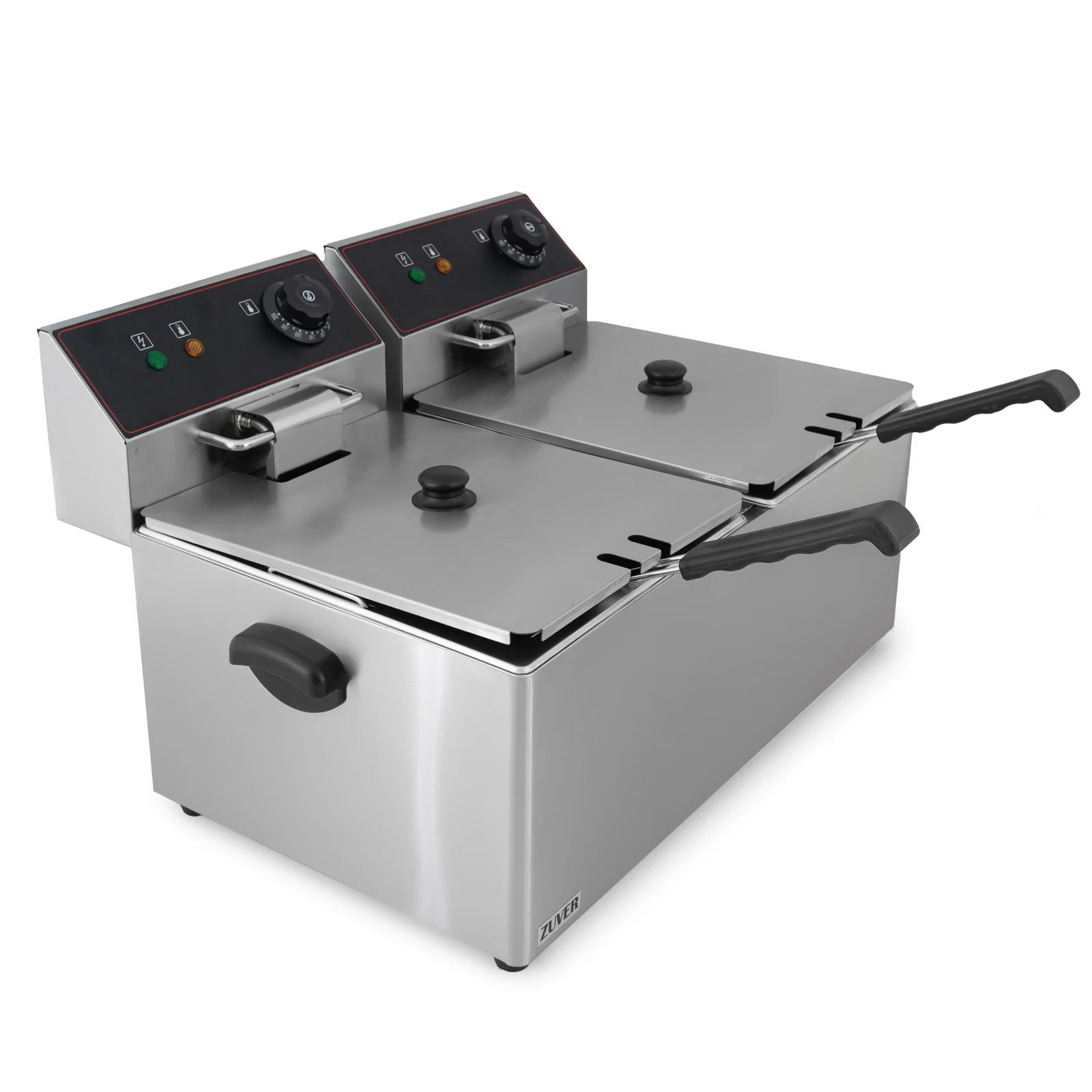 Фритюрница профессиональная двухпостовая ZUVER Bavaria 2X8 Handle с ручками в гастроемкостях и корпусе 5600W с защитой от перегрева - 3