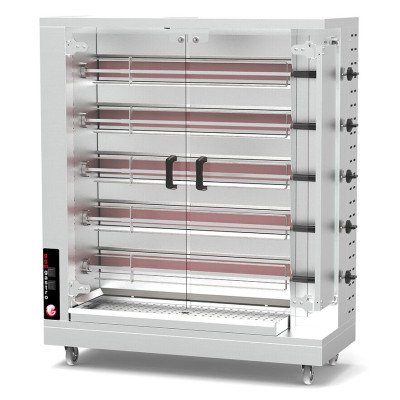 Газовый гриль для кур - 28,5 кВт - с 5 вертелами для приготовления до 25 тушек курицы GGM Gastro GHGK525