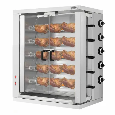 Газовий гриль для курей з 5 рожнами для приготування до 30 тушок GGM GASTRO GHGE30