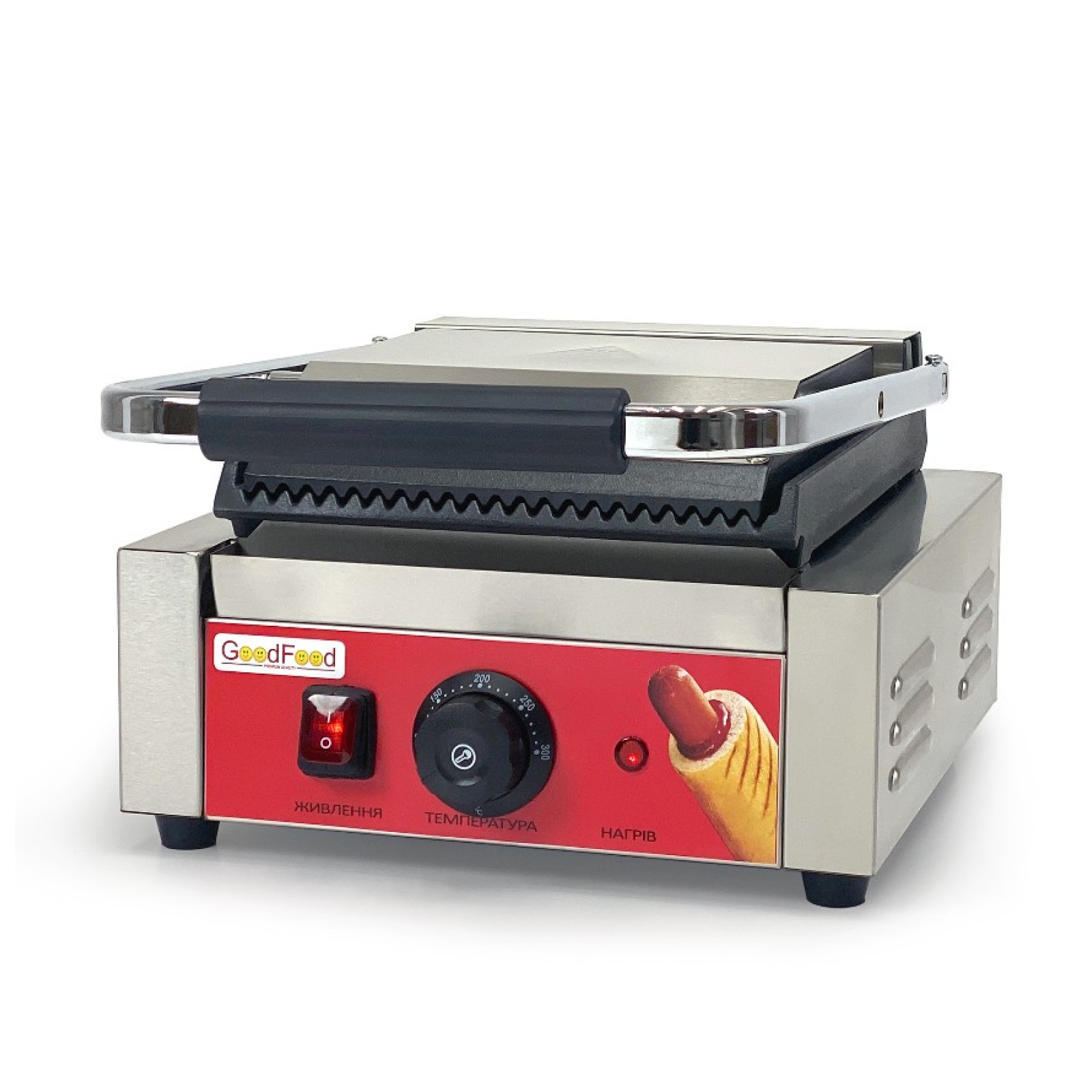Гриль контактный GoodFood ECG10 Panini RED NEW с пружиной - 1