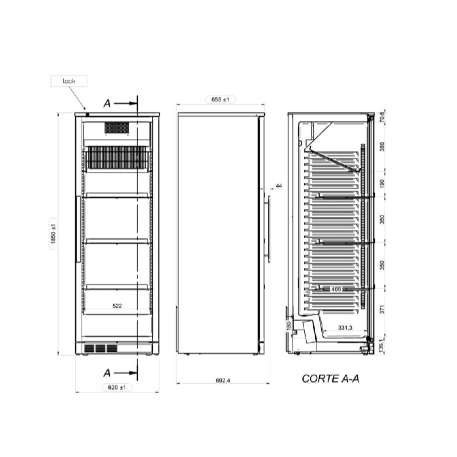 Холодильна шафа для вина (об'єм: 400 л / 1 скл.дверцята) GGM Gastro WKFA400 - 1