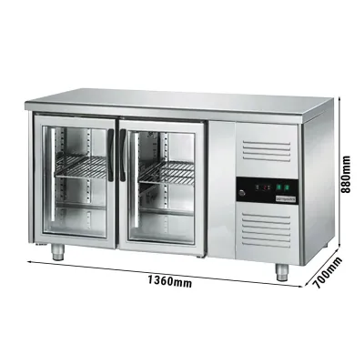 Холодильный стол для напитков  PREMIUM - 1,36 x 0,7 m (2 стекл.дверцы / мощность: 275 Вт) GGM Gastro KTS147ND#2G