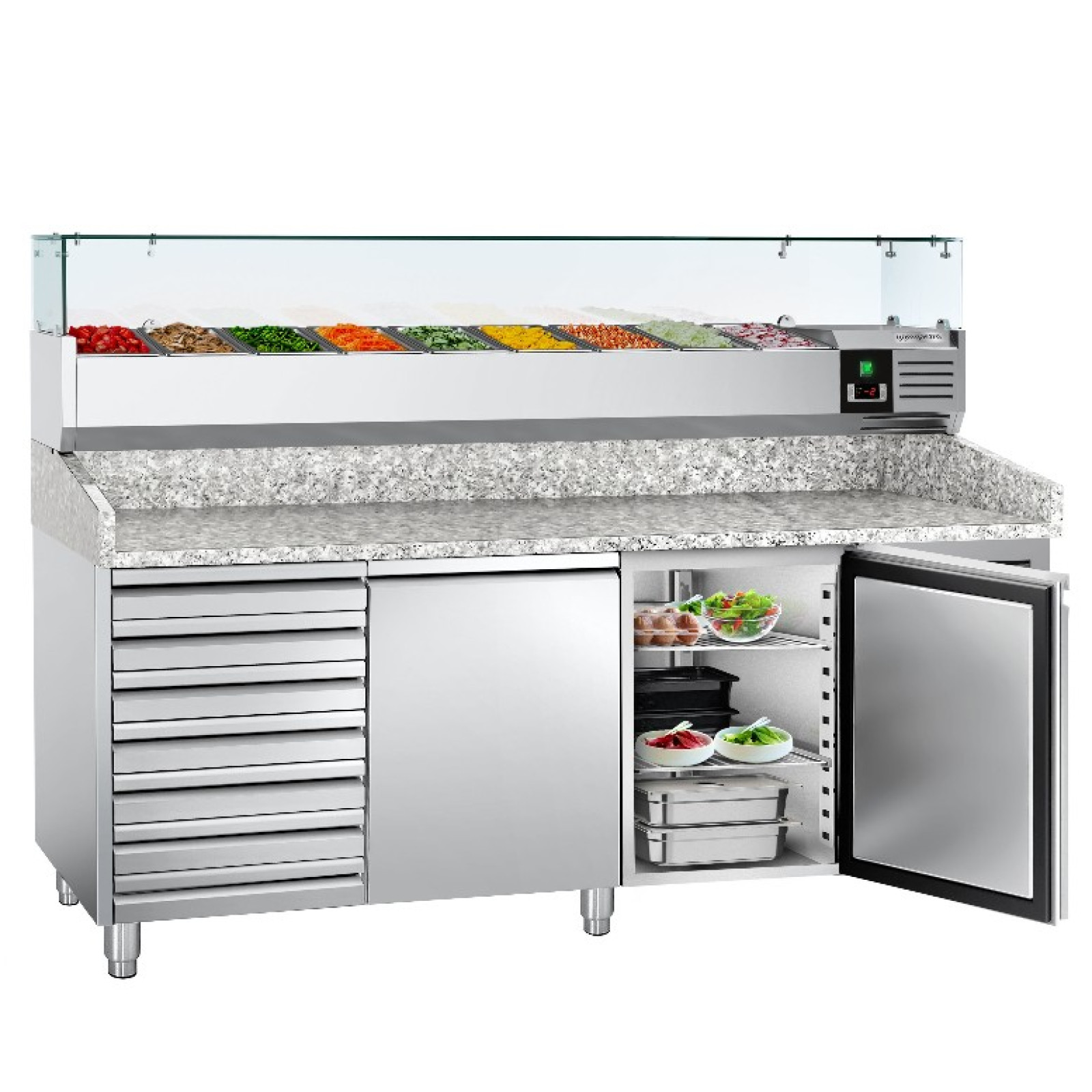 Холодильний стіл для піци ECO 2,0 x 0,8 m GGM Gastro POS208SND#AGG203ND
