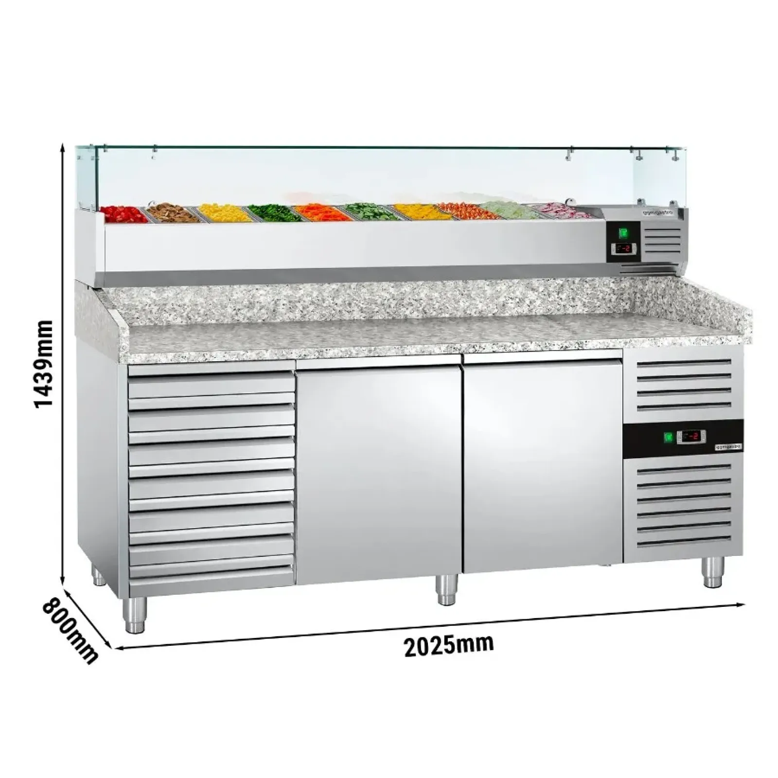 Холодильний стіл для піци PREMIUM GGM Gastro POS208SND#AGG204ND