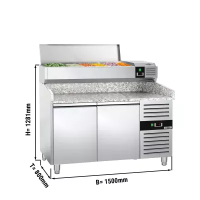 Холодильный стол для пиццы с настольной витриной PREMIUM  - 1,5 x 0,8 m GGM Gastro POS158ND#AGG154END