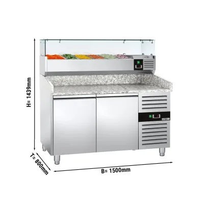 Холодильний стіл для піци з настільною вітриною PREMIUM - 1,5 x 0,8 m GGM Gastro POS158ND#AGG154ND