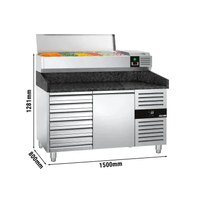 Холодильный стол для пиццы с настольной витриной PREMIUM - 1,5 x 0,8 m GGM Gastro POS158SSG#AGG153END