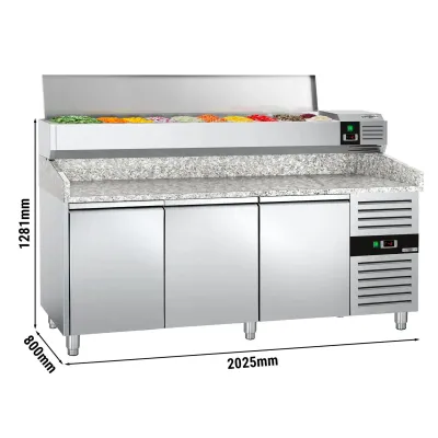 Холодильный стол для пиццы с настольной витриной PREMIUM  - 2,0 x 0,8 m GGM Gastro POS208ND#AGG203END