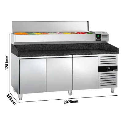 Холодильний стіл для піци з настільною вітриною PREMIUM- 2,0 x 0,8 m GGM Gastro POS208SG#AGG204END