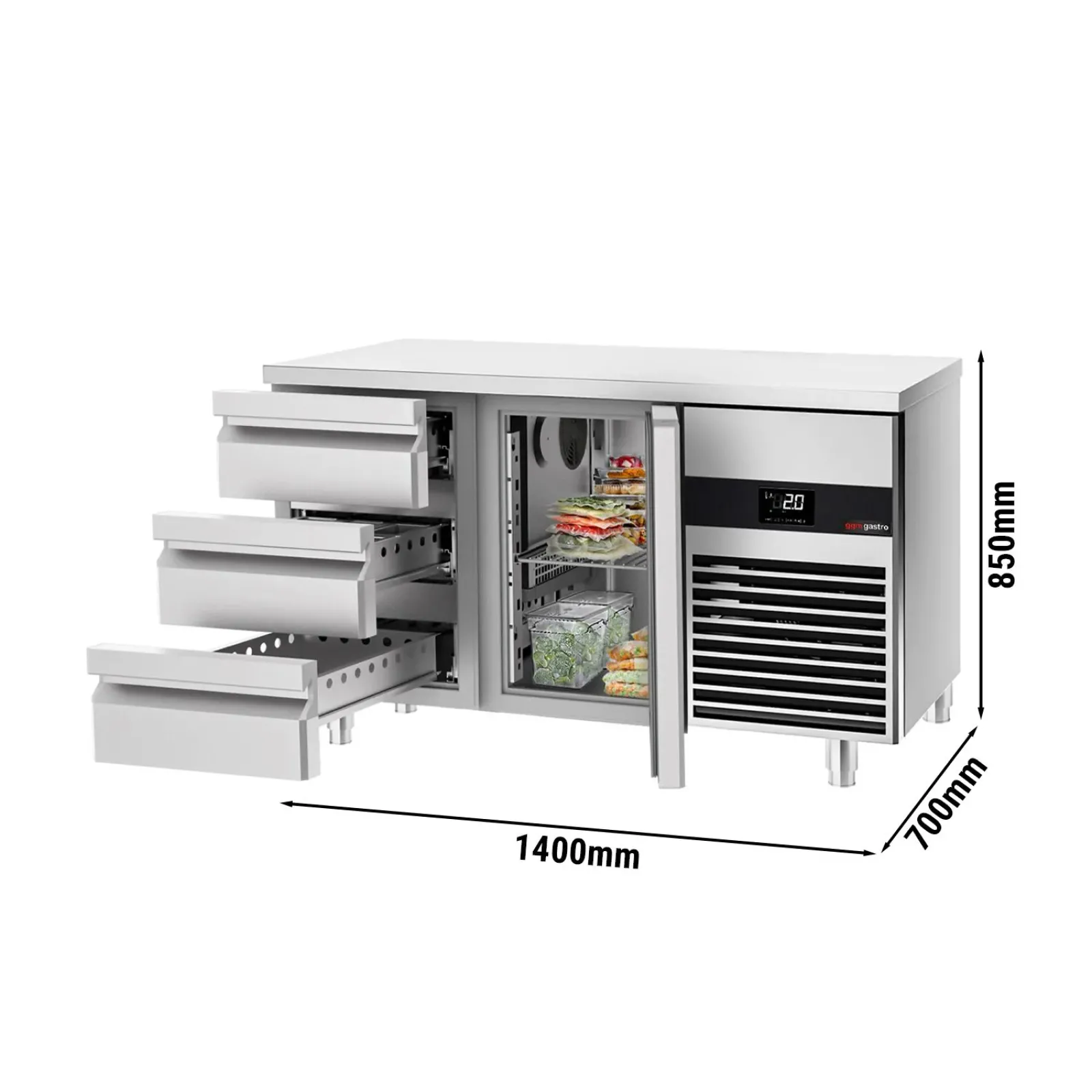 Холодильний стіл PREMIUM - 1.4 x 0.7 m GGM Gastro KTF147ND-EF#1T#3S