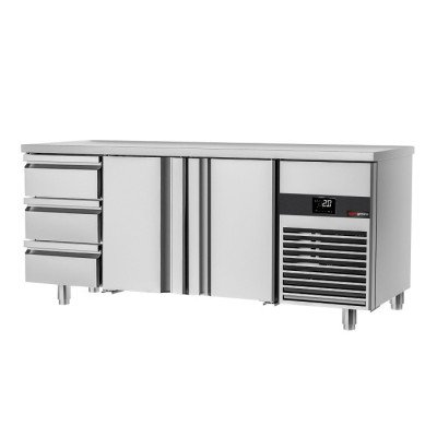 Холодильный стол PREMIUM - 1.86 x 0.7 m (2 дверцы, 3 выдвижн.секции) GGM Gastro KTF187ND-EF#2T#3S