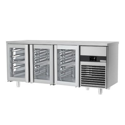 Холодильный стол PREMIUM - 1,86 x 0,7 м - 3 стекл.двери GGM Gastro KTF187ND-EF#3G
