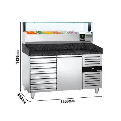 Холодильный стол саладетта для пиццы PREMIUM -1,5 x 0,8 m 190 л GGM Gastro POS158SSG#AGS154LND