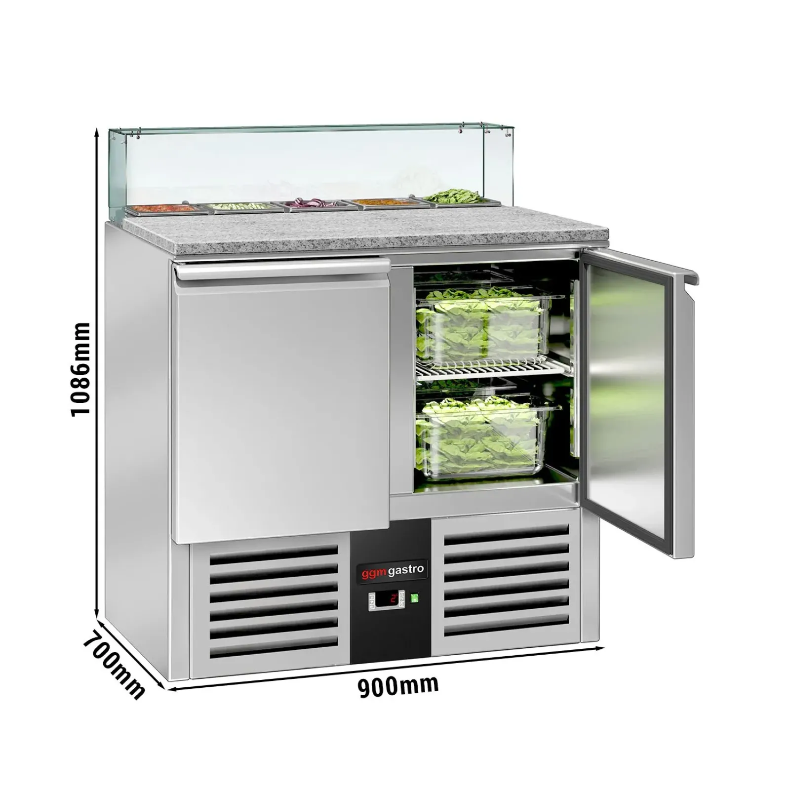 Холодильний стіл саладетта зі скляною вітриною PREMIUM GGM Gastro SAG97OG#GSG97E