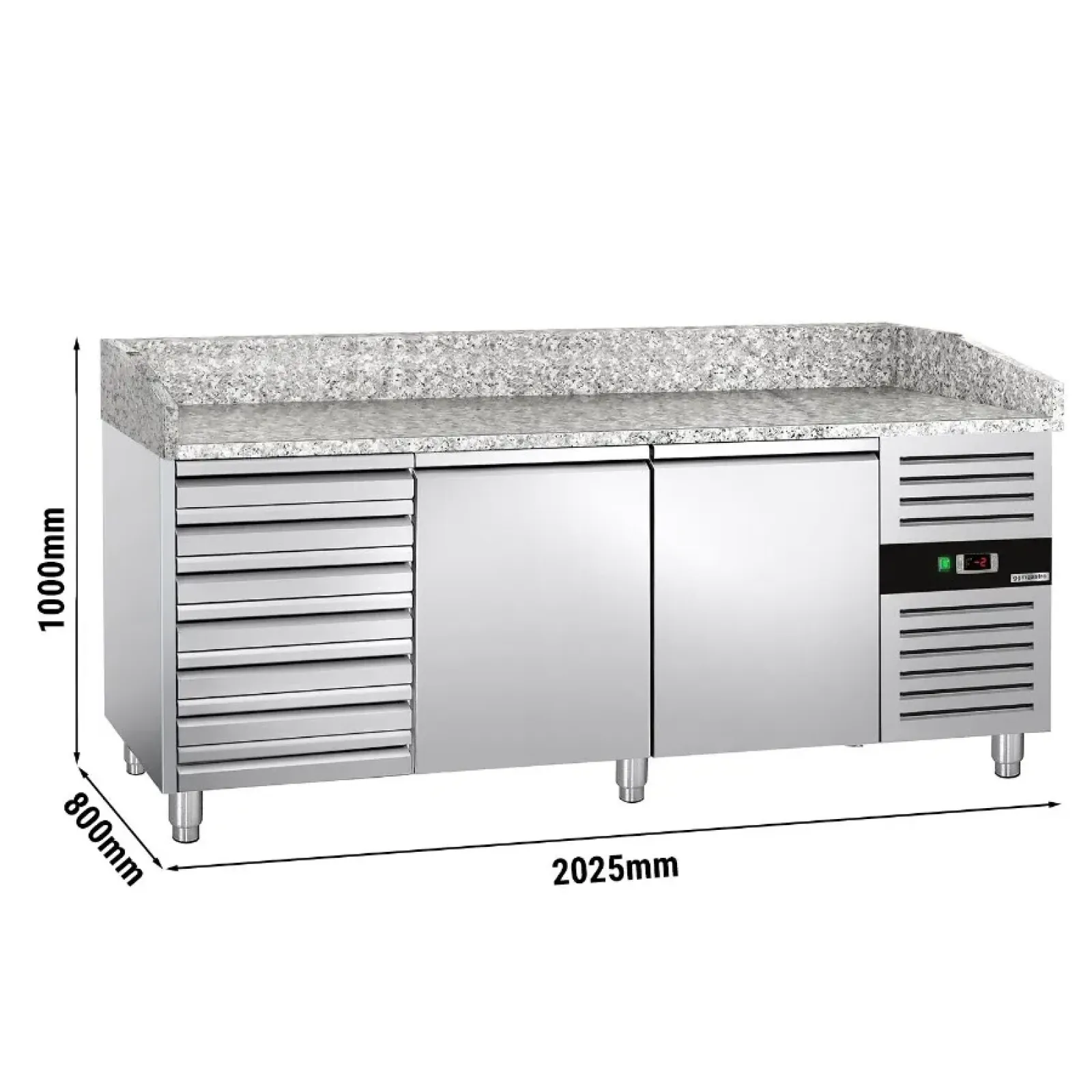 Холодильний стіл з бортом для піци PREMIUM - 2,0 x 0,8 m GGM Gastro POS208SND