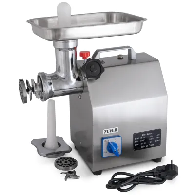 М'ясорубка професійна ZUVER 12 Holder 850W мотор алюміній горловина з нержавіючої сталі, непостійний реверс, ручка для перенесення