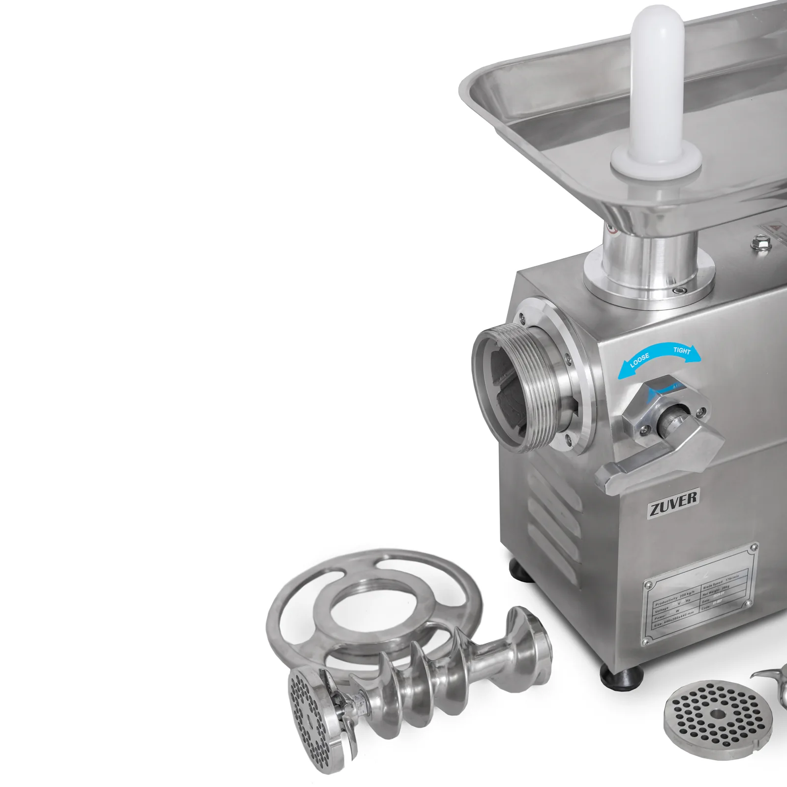 Мясорубка промышленная ZUVER Grinder LUX 1100W Reverse мотор медный горловина из нержавеющей стали - 2