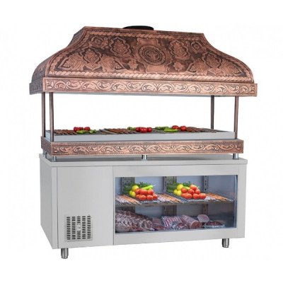 Медный гриль с охлаждающим столом 1,8 х 0,7 м GGM Gastro KTGFF187D