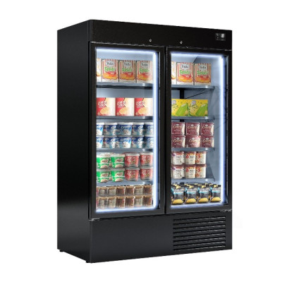 Морозильна шафа - 1310 Л - 2 скляні двері - чорна GGM Gastro TKI1310S