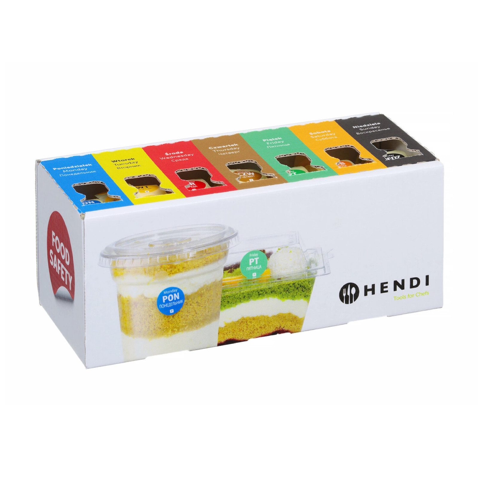 Набір одноразових етикеток Food Safety на кожен день тижня з дозатором, HENDI, 240x80x(H)100 мм 850299 Hendi Paper;PP (Polypropylene);PS (Polystyrene)