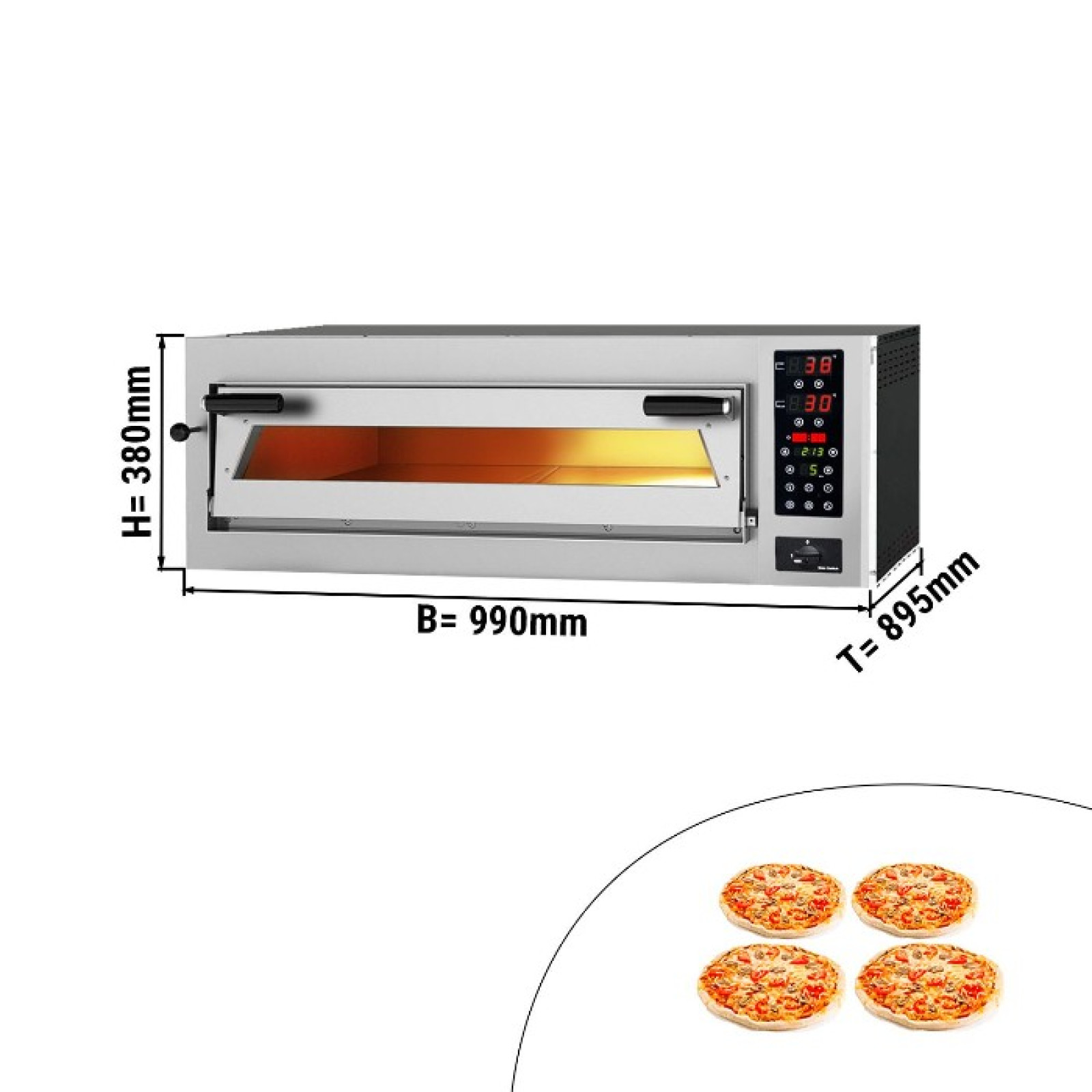Піч для піци, 4 x 35 см, 1 камера GGM Gastro PEP44TC - 4