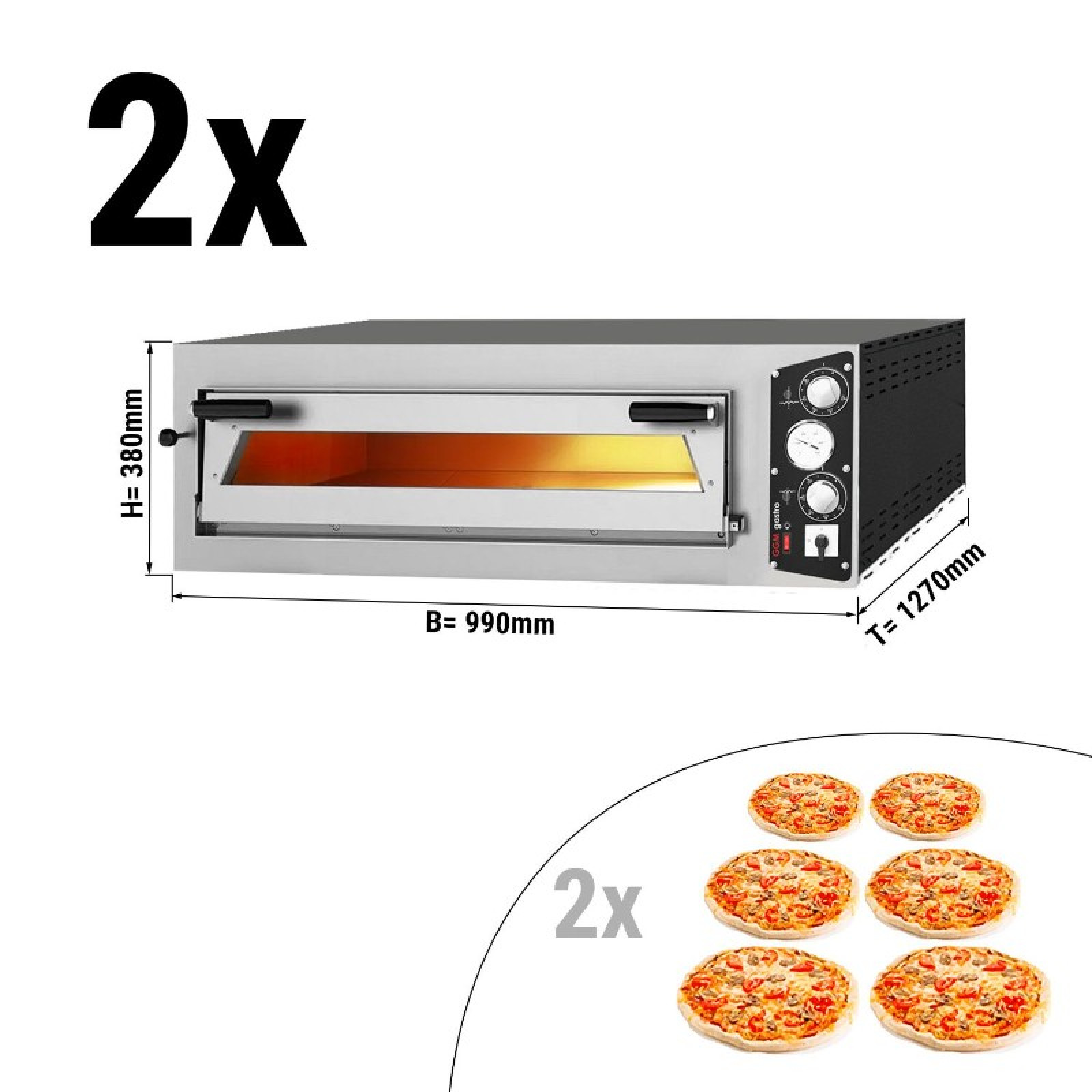 Піч для піци 6 + 6 x 35 см (глибиною)  GGM Gastro PEP66T#2