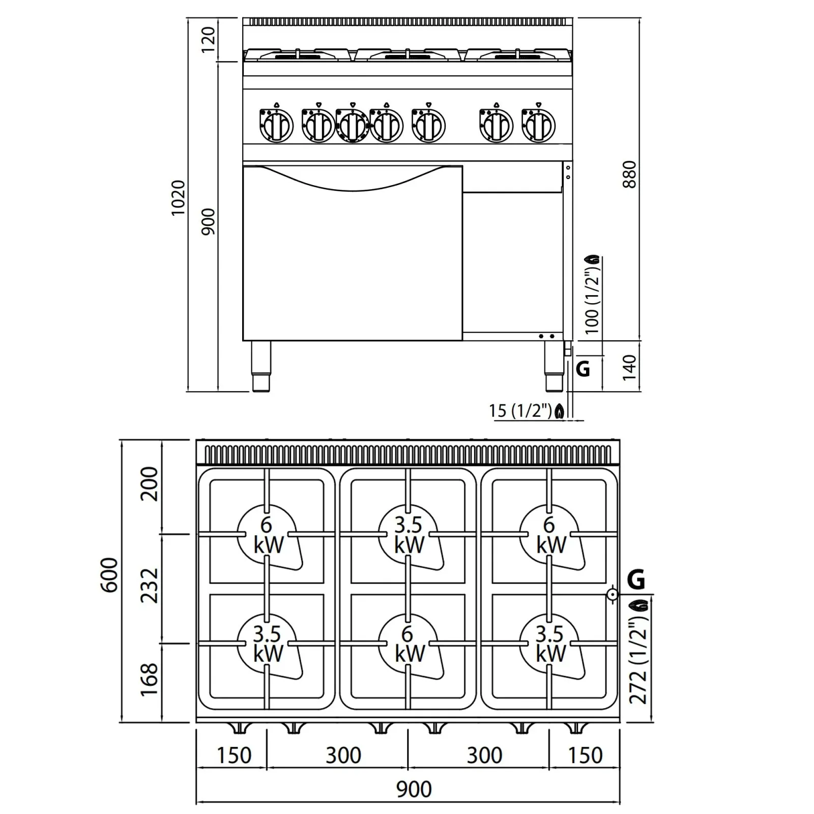 Підлогова плита газова GGM-Gastro GHB969P GB4 - 1