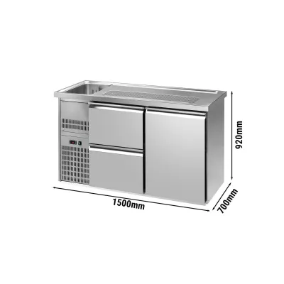 Пивной прилавок 1,5 x 0,7 м (1 дверца  2 выдвиж.секции 1 раковина) GGM Gastro BLA157#ETA#SBA1212