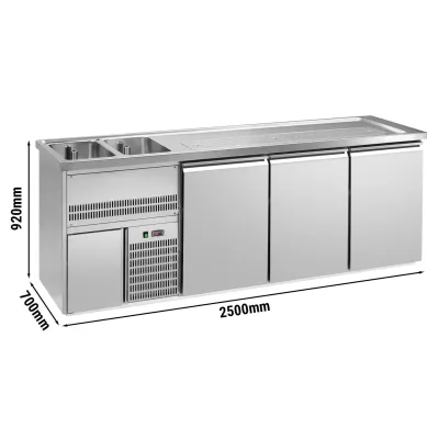 Пивний прилавок 2,5 x 0,7 м - з 3 дверцятами GGM Gastro BLA257#3#ETA