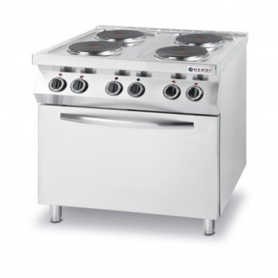 Плита электрическая 4-х конфорочная Kitchen Line Hendi 225936 с электрическим конвекционным жарочным шкафом GN 1/1