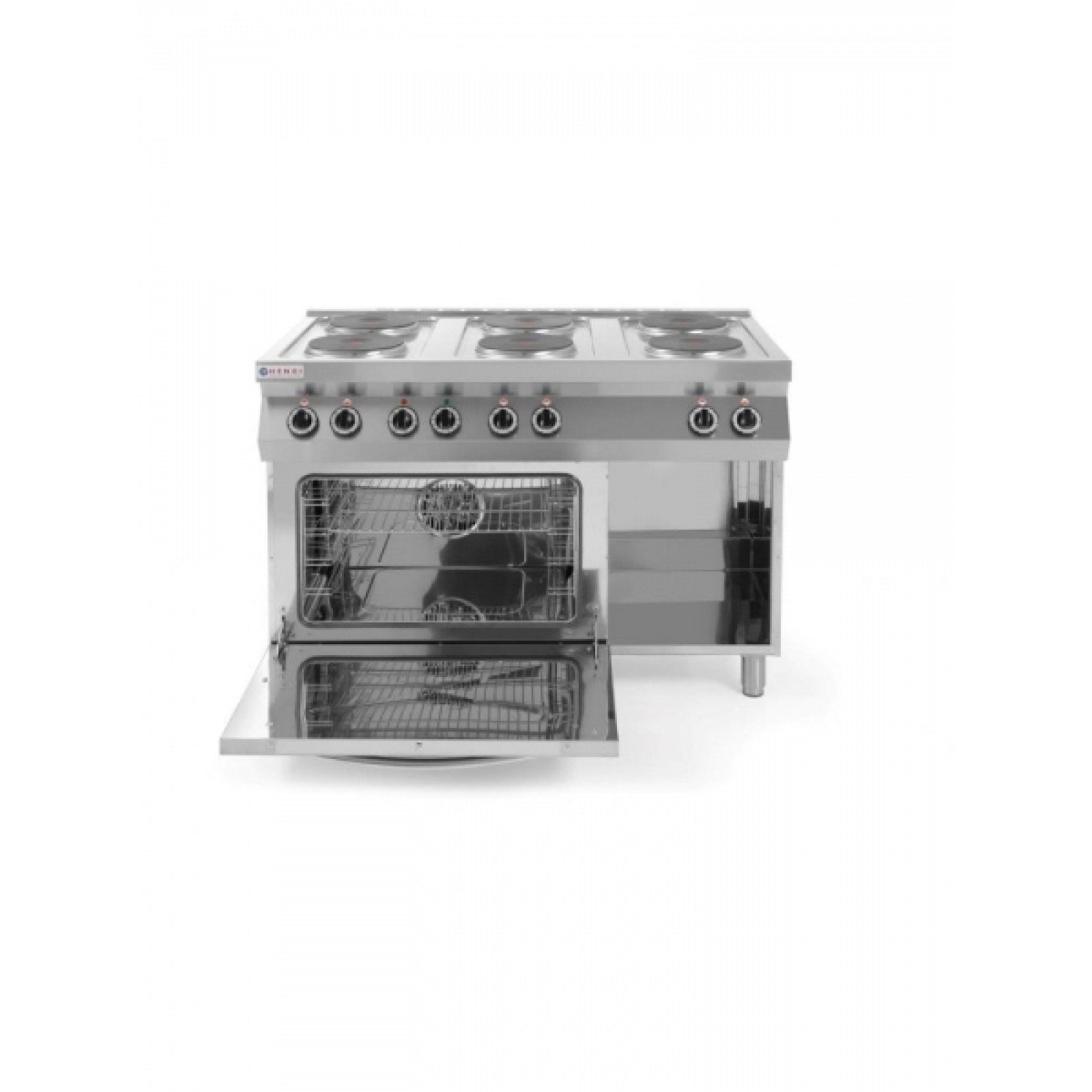 Плита електрична 6-ти конфорочна Kitchen Line Hendi 226247 з електричною конвекційною жарочною шафою GN 1/1 - 2