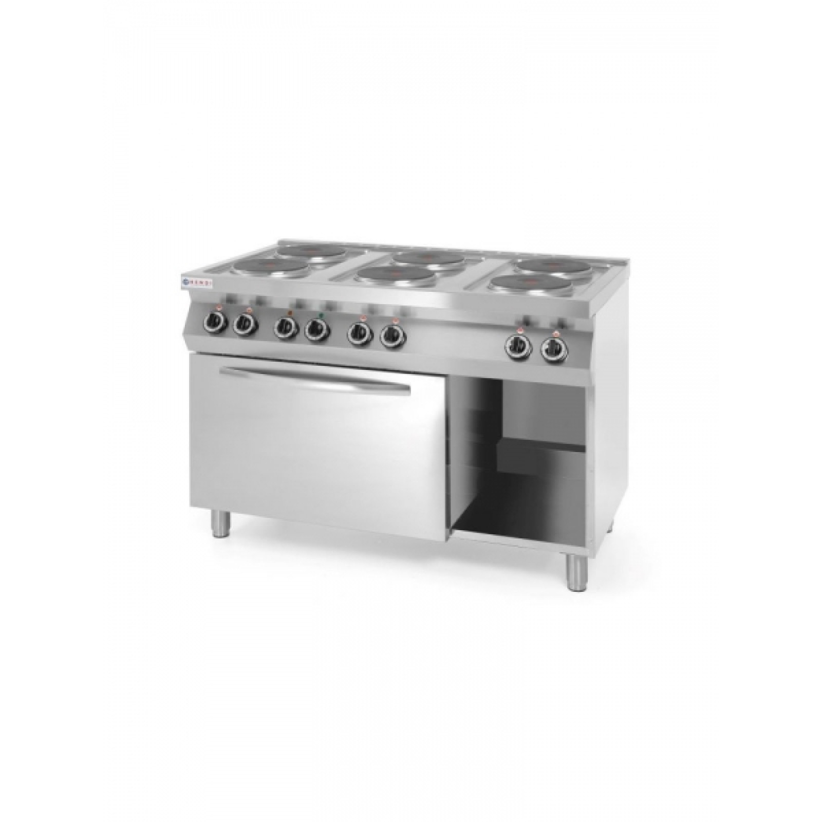 Плита електрична 6-ти конфорочна Kitchen Line Hendi 226247 з електричною конвекційною жарочною шафою GN 1/1