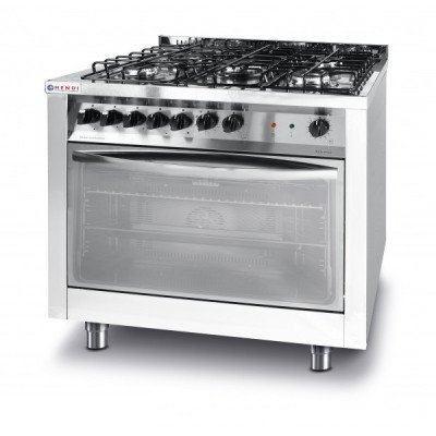 Плита газова 5-ти конфорочна Hendi 225813 Profi Line з електричною жарочною шафою GN1/1