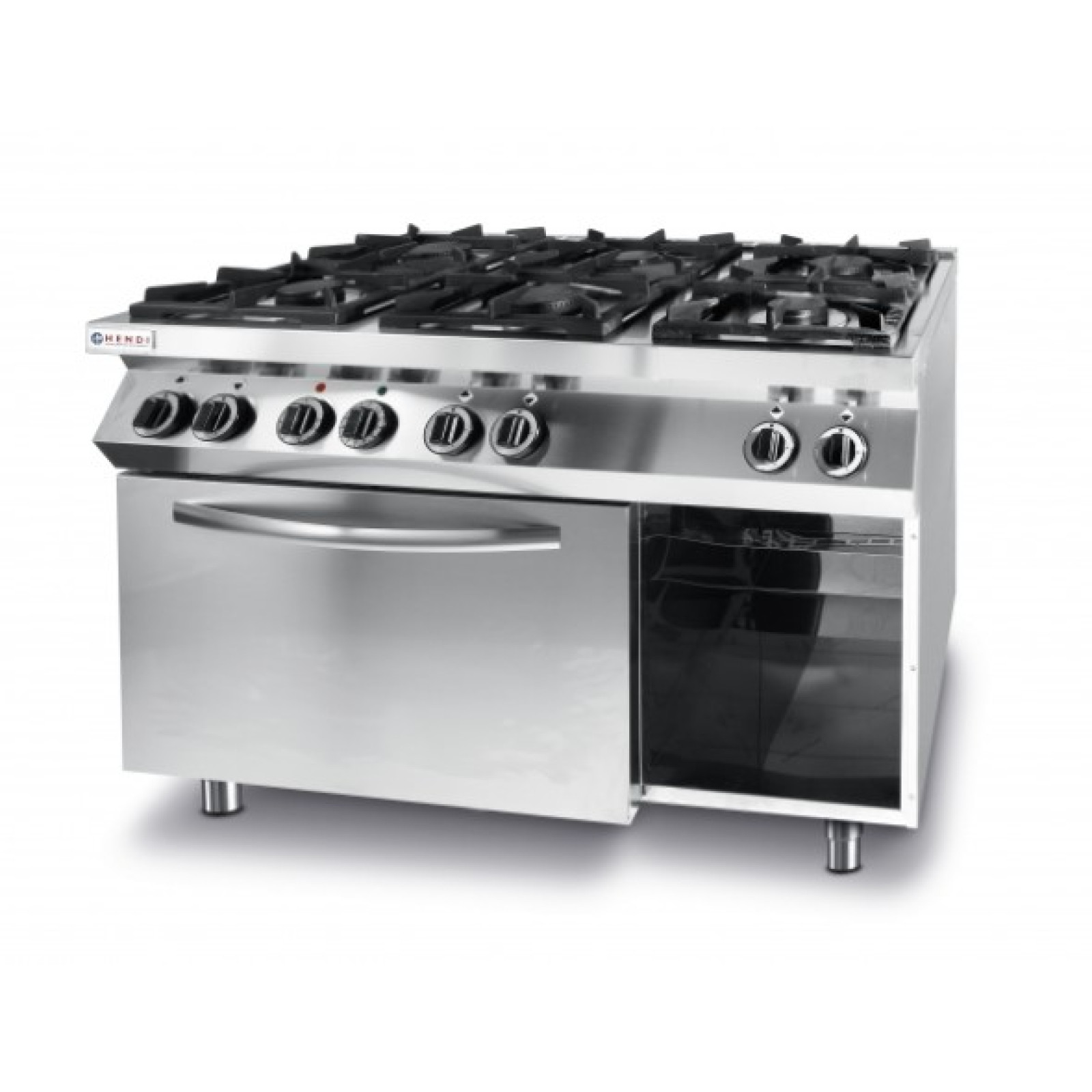 Плита газова Hendi 225899 6-ти конфорочна Kitchen Line з електричною конвекційною жарочною шафою GN 1/1