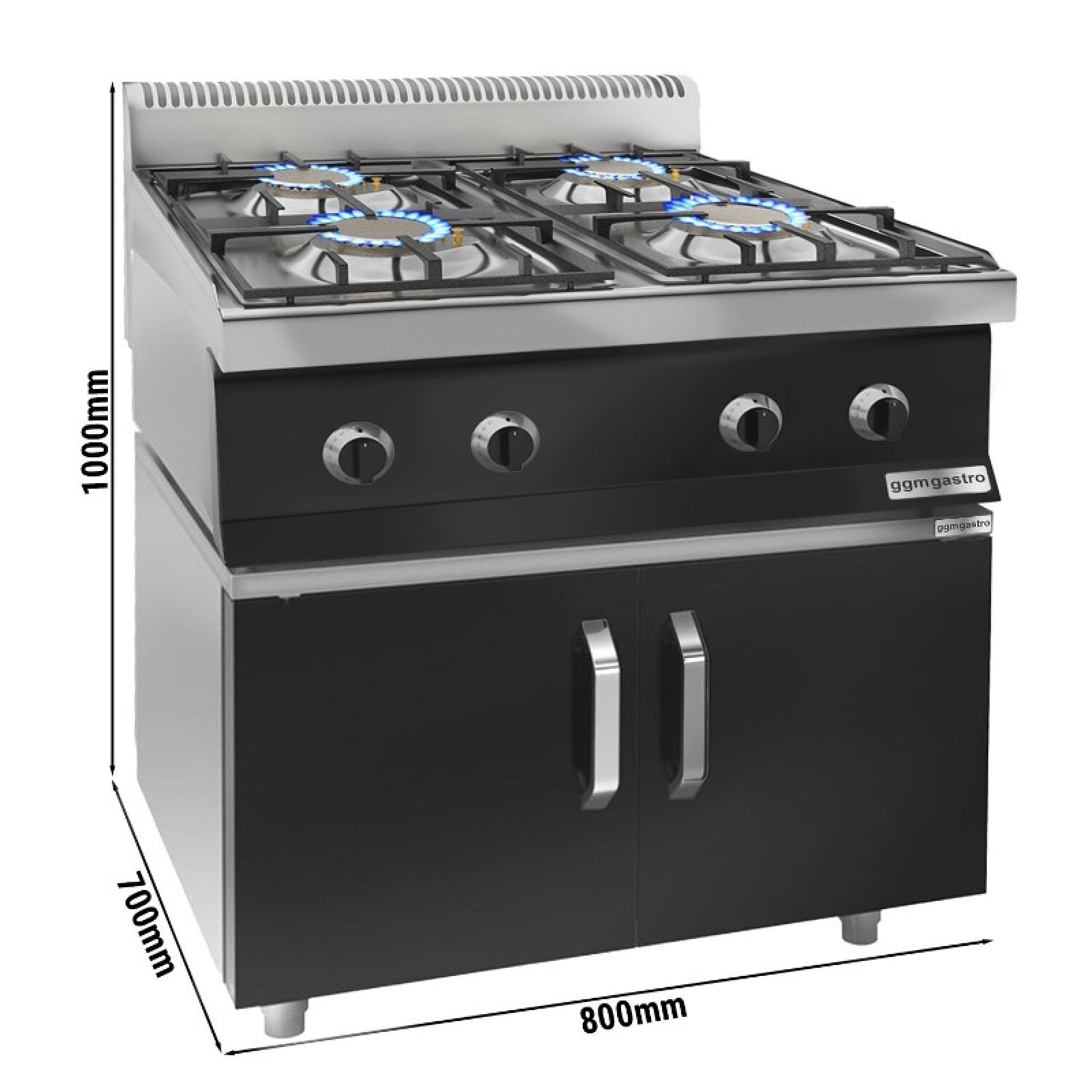 Плита газовая с 4 конфорками GGM Gastro GHK873M#GK866T