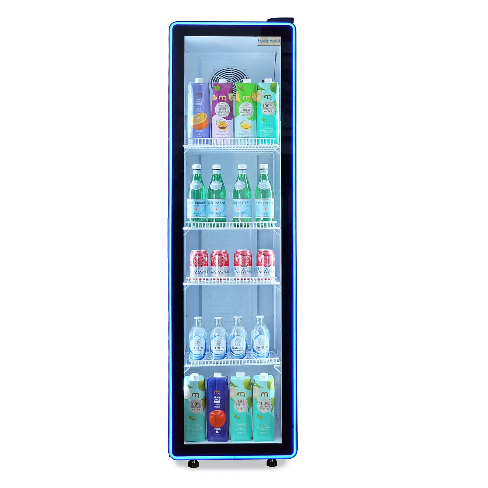 Шафа холодильна для напоїв GoodFood BC310NBW2LEDBLUE чорна-біла - 2