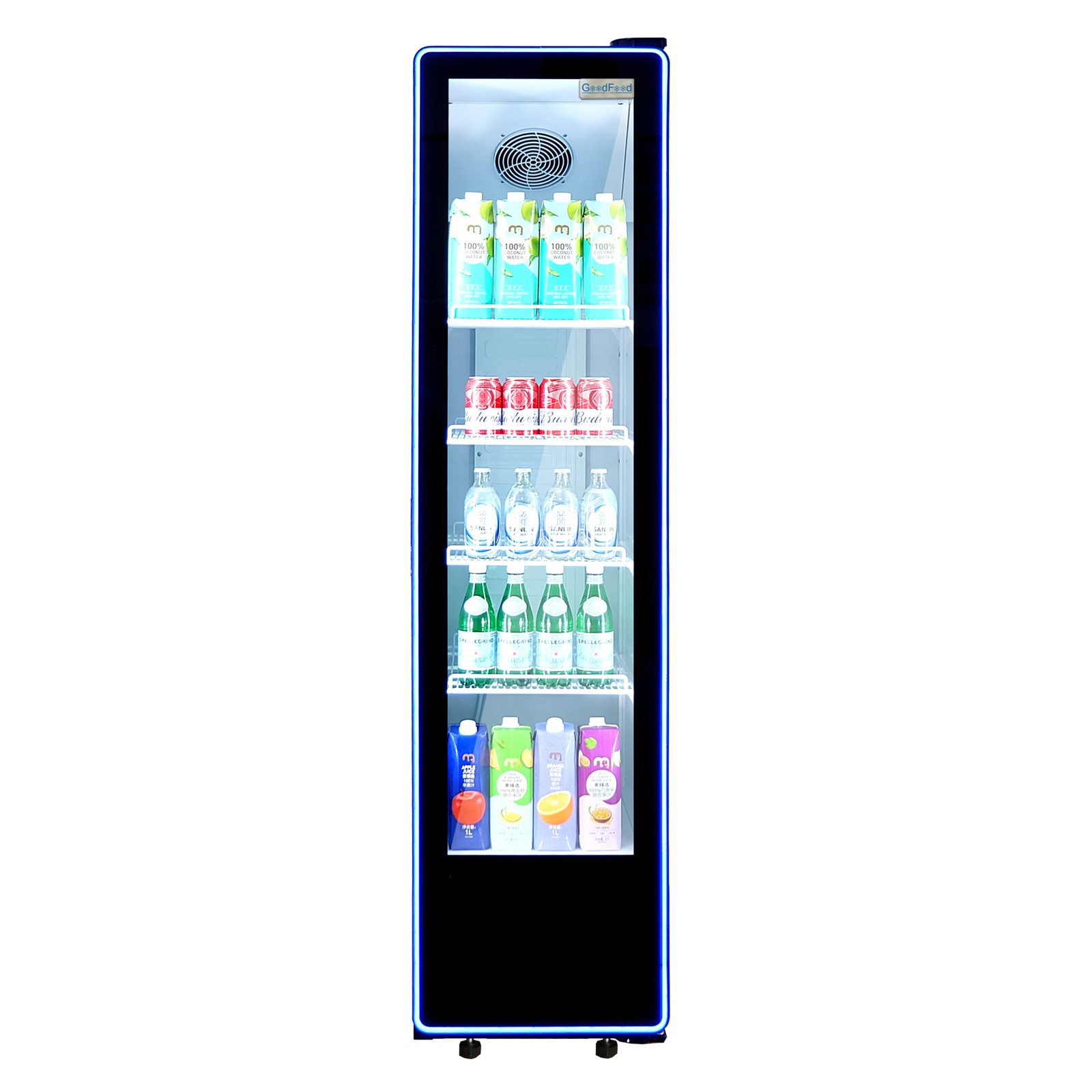 Шафа холодильна для напоїв GoodFood BC380NBW2LEDBLUE чорна-біла - 2