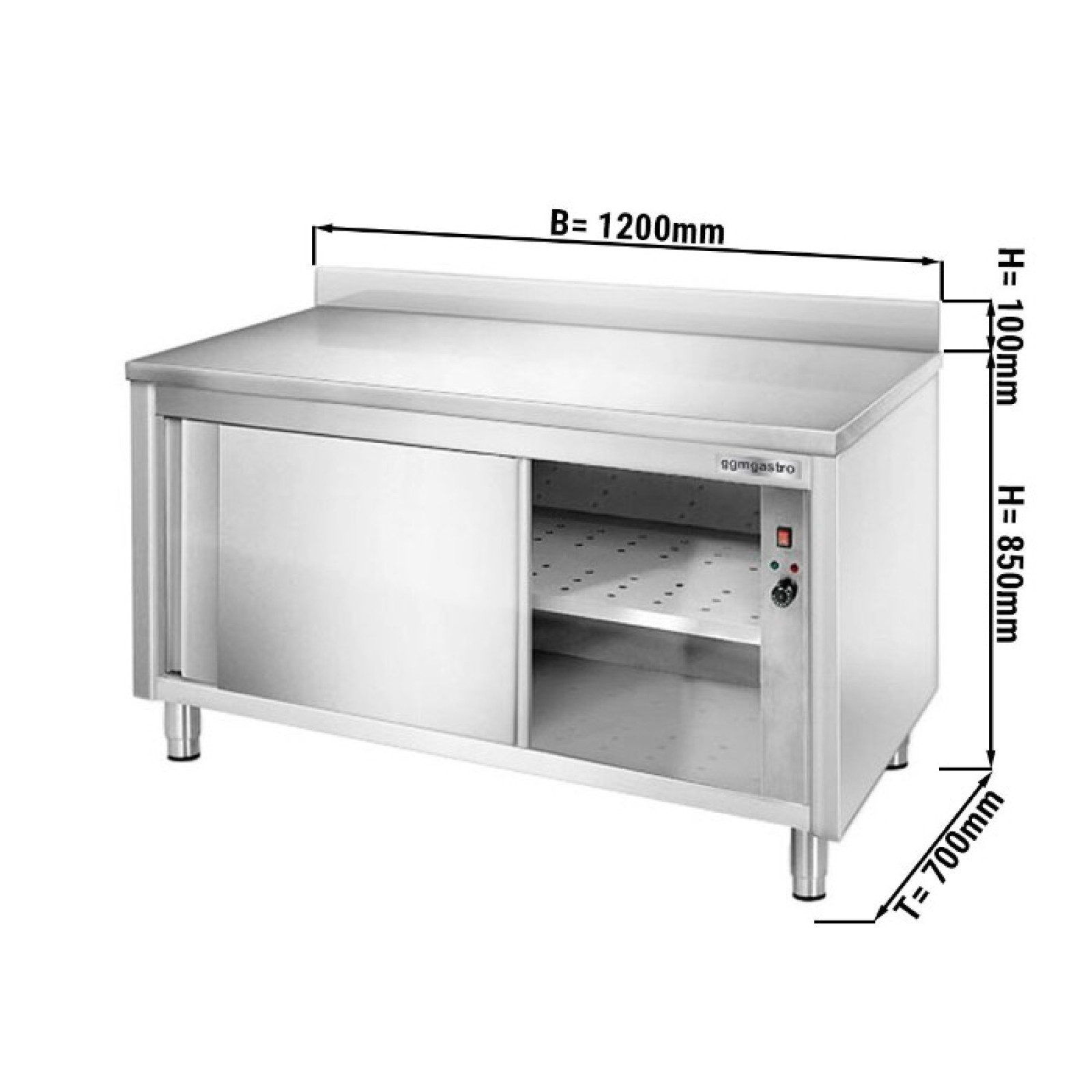 Стіл тепловий з бортом PREMIUM 1,2 m GGM Gastro WSR127A - 1