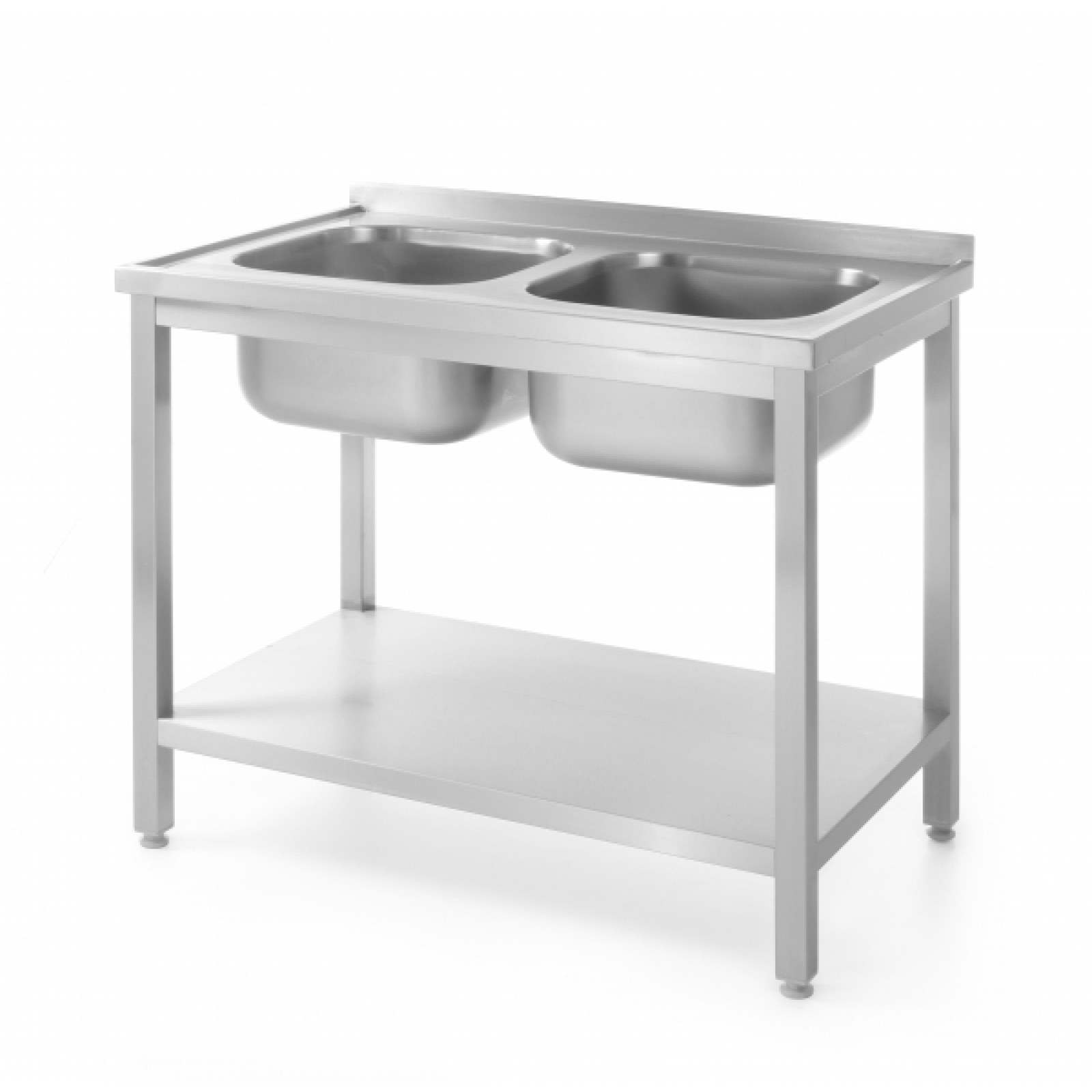 Стол с мойкой и полкой с двумя раковинами 1000x700x(H)850 mm 812969 Hendi Stainless steel