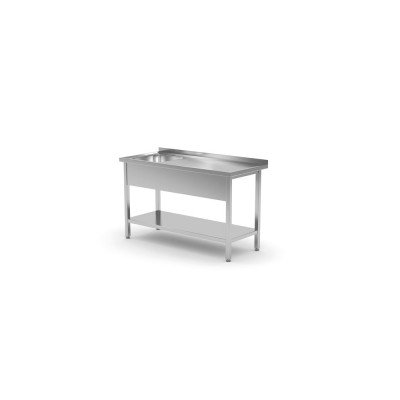 Стіл з мийкою та полицею, з одинарною раковиною 1000x700x(H)850 mm 812945 Hendi Stainless steel