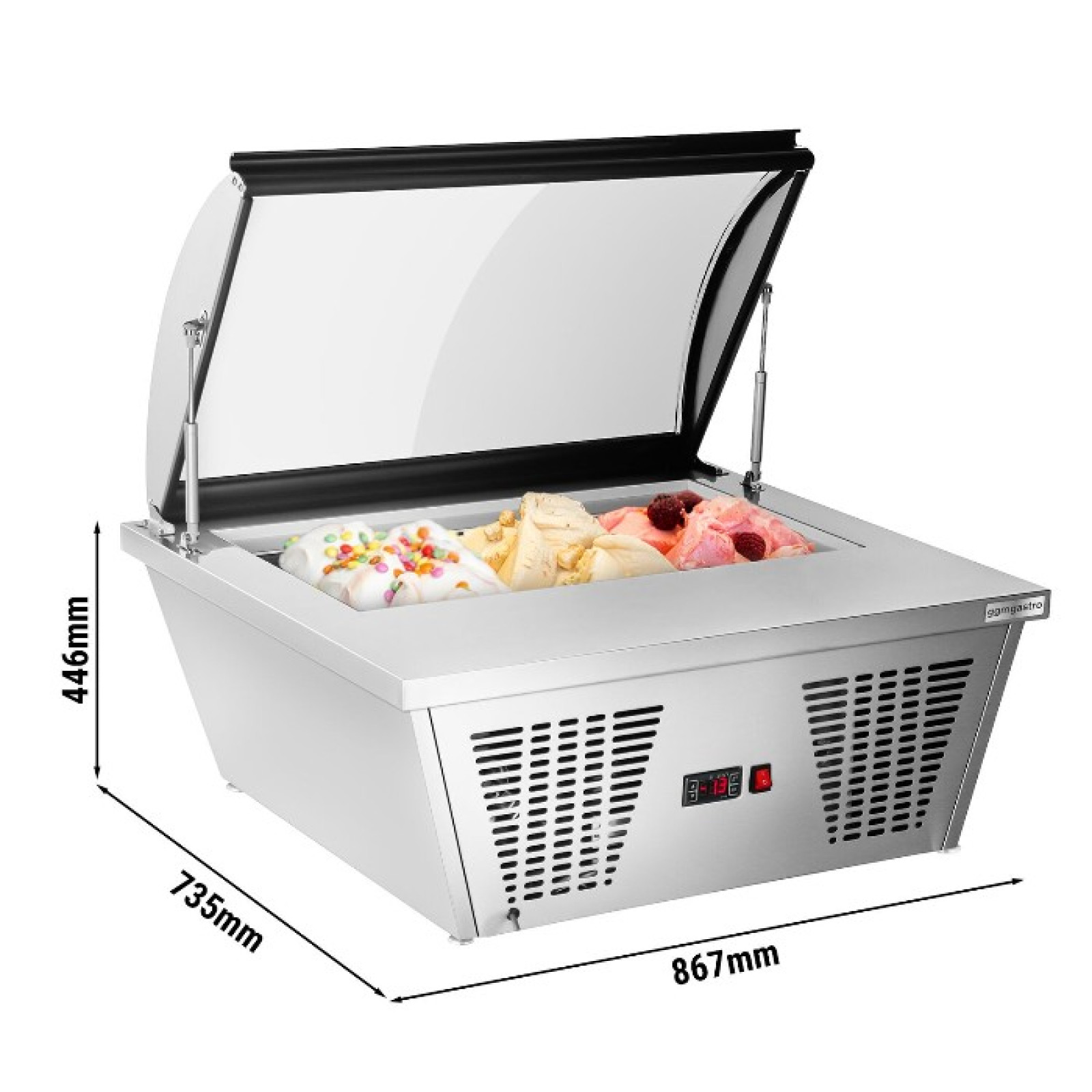 Витрина для мороженого - 4(контейнера) x 5 л  GGM Gastro EAVNR67N