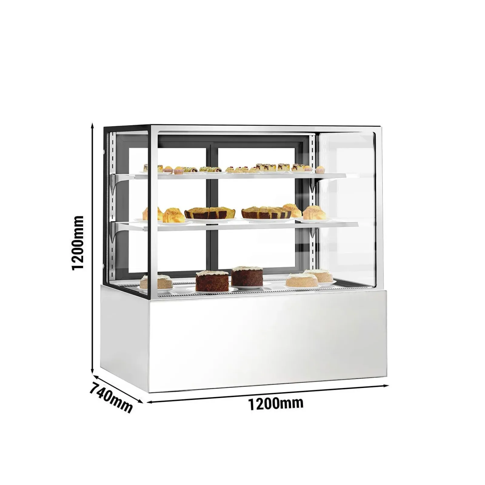 Вітрина кондитерська 1,2 m - 2 полиці - пряме скло (LED) GGM Gastro KTH12712A