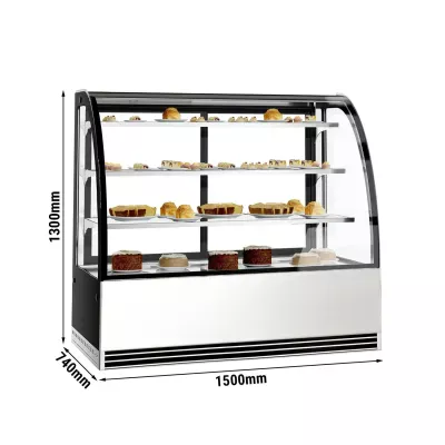 Витрина кондитерская 1,5 m - 3 полки - с гнутым стеклом (LED) GGM Gastro KTH15713R