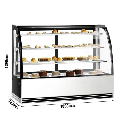 Витрина кондитерская 1,8 m - 3 полки - с гнутым стеклом (LED) GGM Gastro KTH18713R
